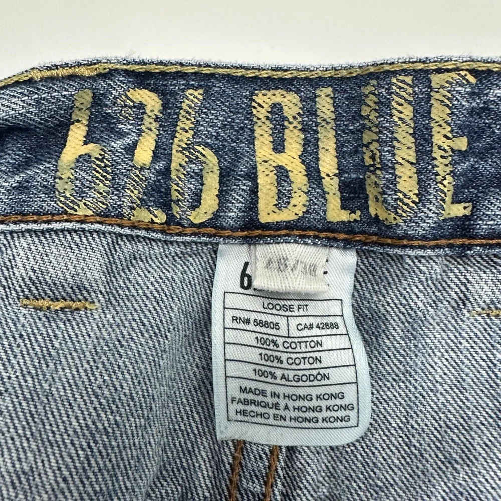 626 Blue Loose Fit Jeans Mens 48x30 Blue Dark Wash Denim Frayed Hem